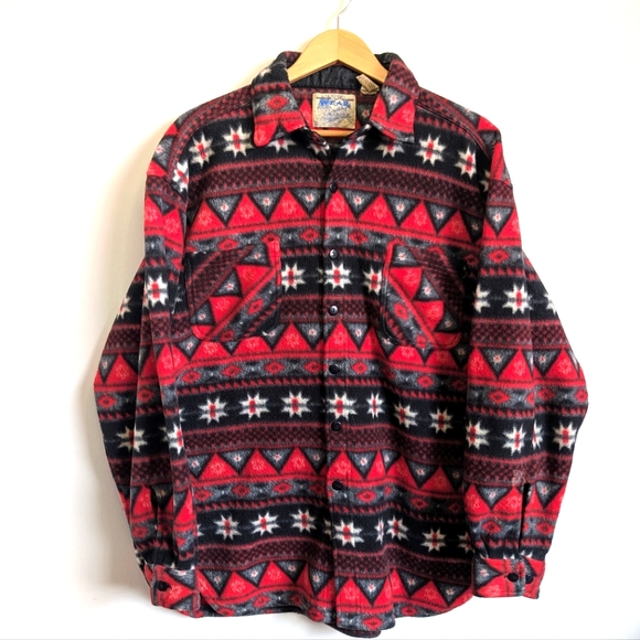 Northern Spirit Wear Other - Vintage Fleece Shacket Fair Isle Patterned Men's XL